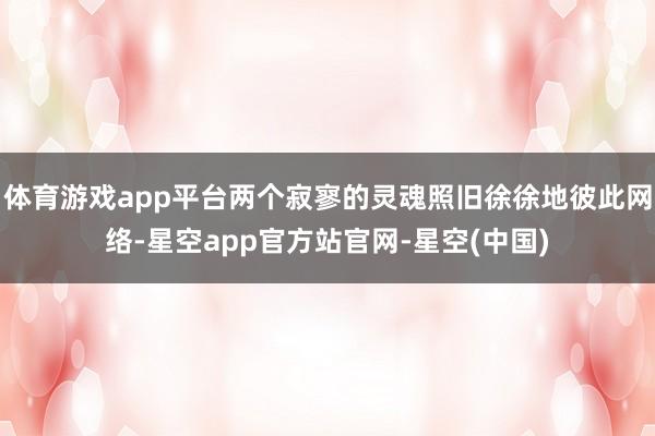 体育游戏app平台两个寂寥的灵魂照旧徐徐地彼此网络-星空app官方站官网-星空(中国)